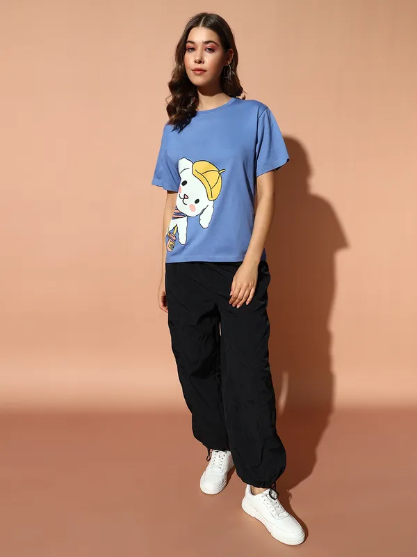 THE_DRY_STATE_Printed_Women_Round_Neck_Navy_Blue_T-Shirt
