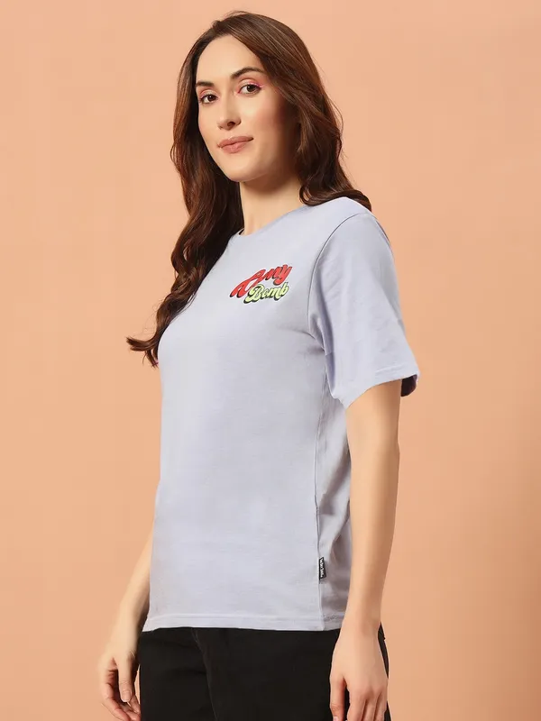 Printed___Round_Neck_Light_Blue_T-Shirt