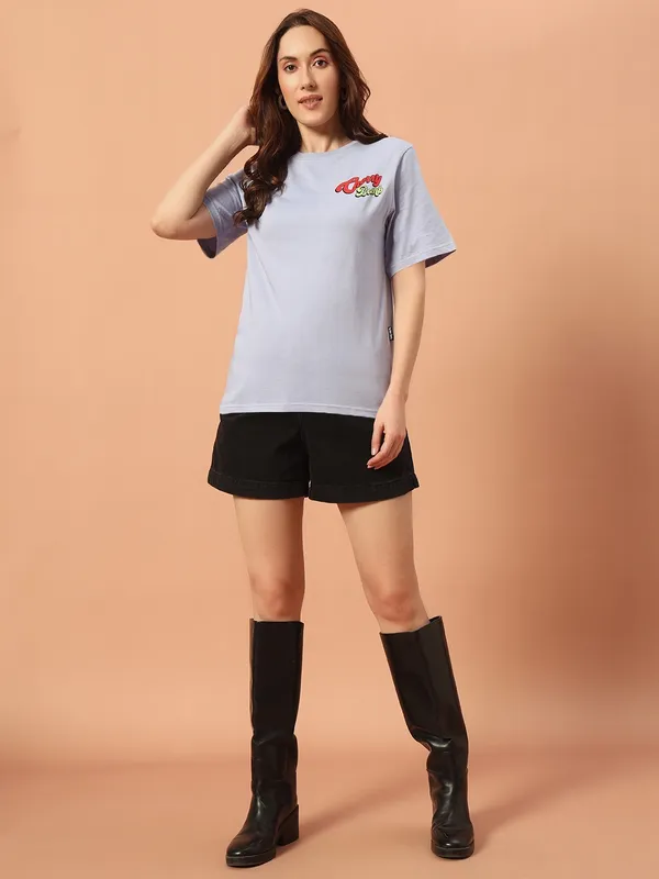 Printed___Round_Neck_Light_Blue_T-Shirt