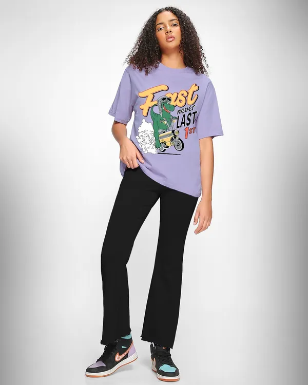 Loose_Fit_Round_Neck_T-Shirt_With_Dino_Riding_Bike_Graphic_Print_At_Front