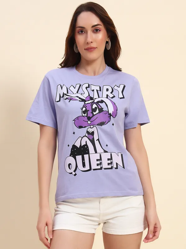 Mystery_Girl_Graphic_Printed___Round_Neck_Purple_T-Shirt