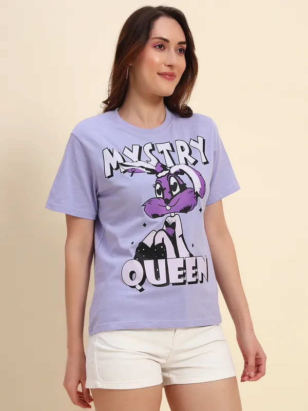 Mystery_Girl_Graphic_Printed___Round_Neck_Purple_T-Shirt