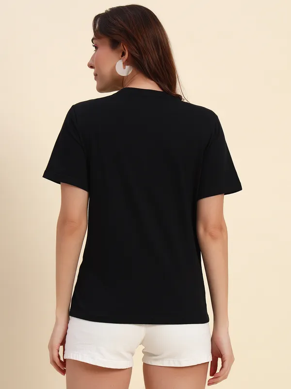 Dog_Printed___Round_Neck_Black_T-Shirt