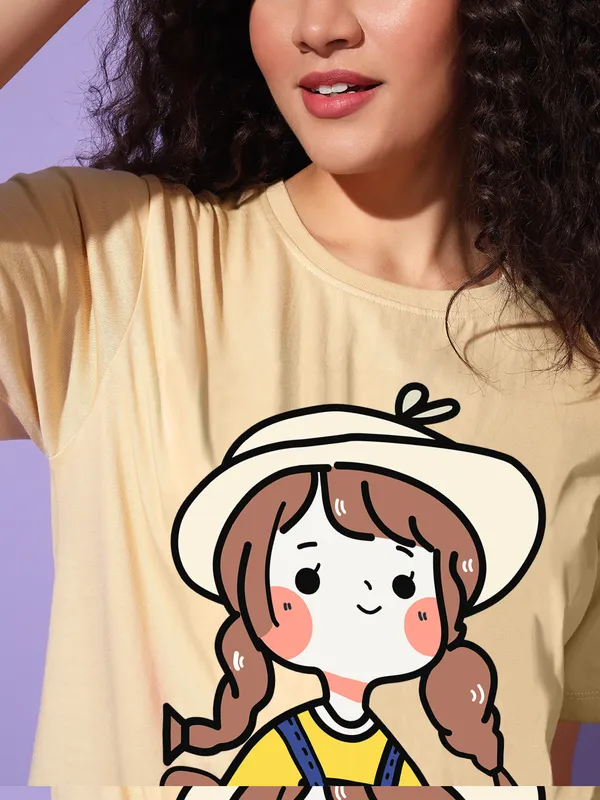 Women's_Beige_Graphic_T-Shirt_with_Cute_Girl_Spring_Print_|_Casual_Summer_Wear