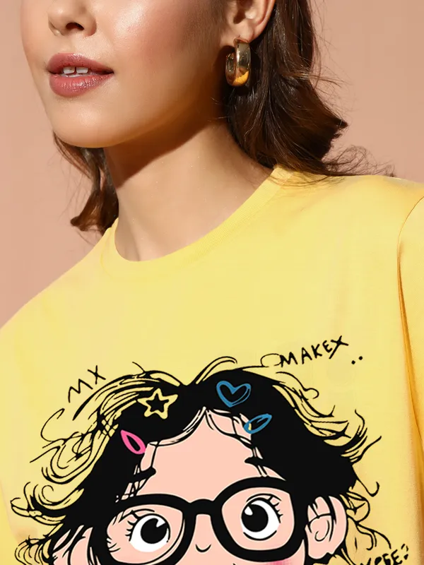 Women's_Yellow_Oversized_Fit_Cartoon_Graphic_T-Shirt_with_Cute_Girl_Print