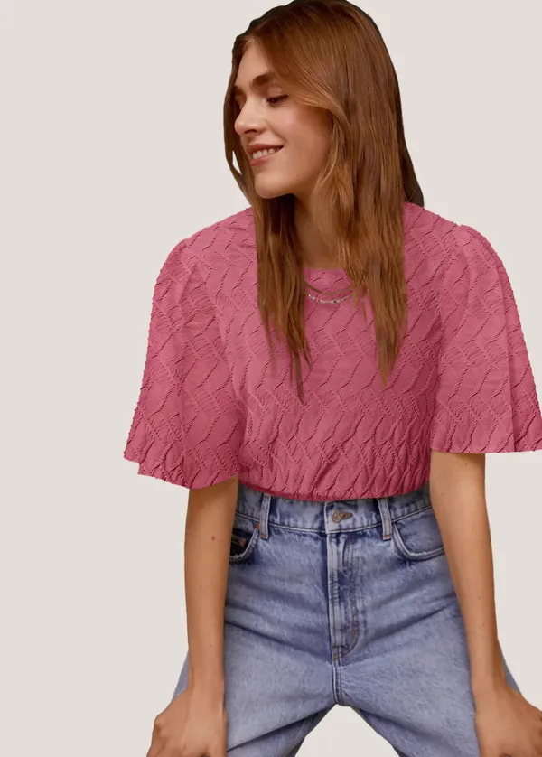 Women's_texture_top_with_simple_round_neck_and_flounce_sleeve