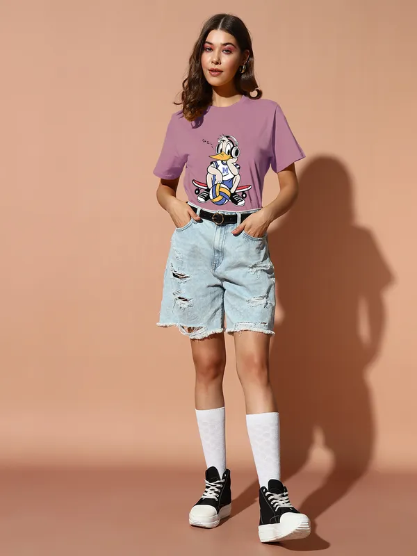 Women's_Loose_Fit_Half_Sleeve_Tshirt_cute_little_girl_print_at_front