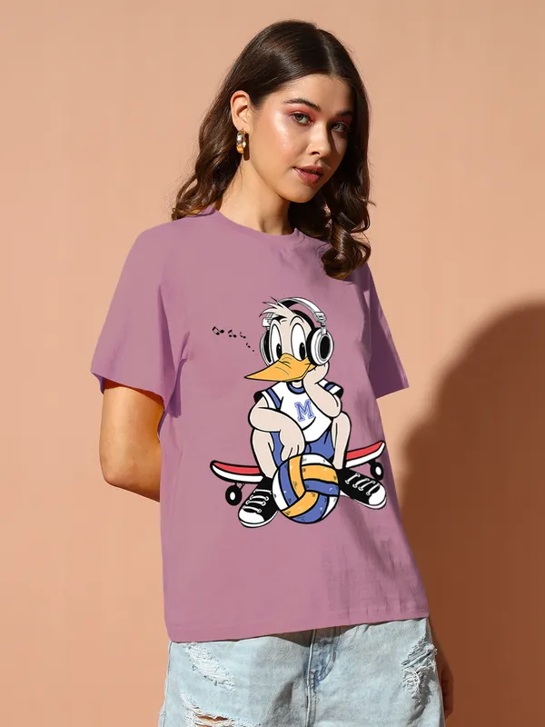 Women's_Loose_Fit_Half_Sleeve_Tshirt_cute_little_girl_print_at_front