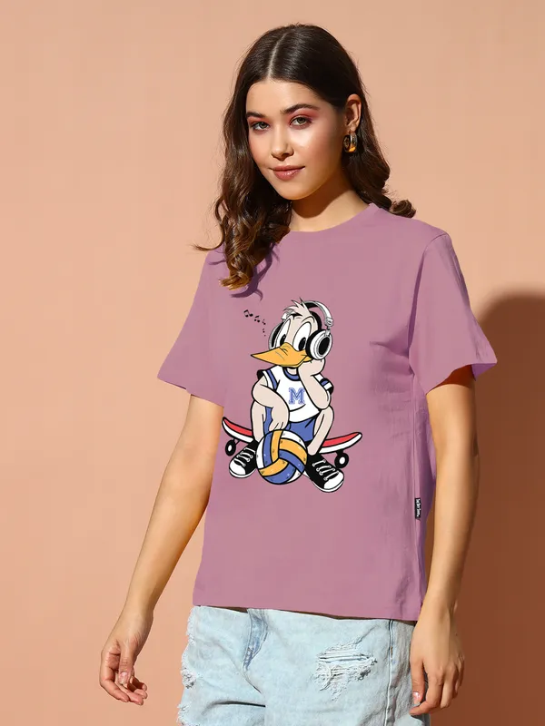 Women's_Loose_Fit_Half_Sleeve_Tshirt_cute_little_girl_print_at_front
