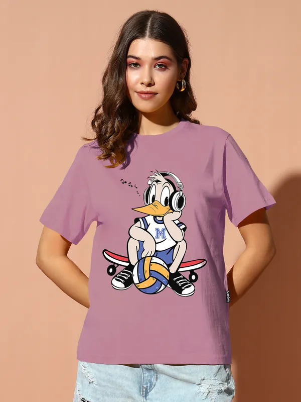 Women's_Loose_Fit_Half_Sleeve_Tshirt_cute_little_girl_print_at_front
