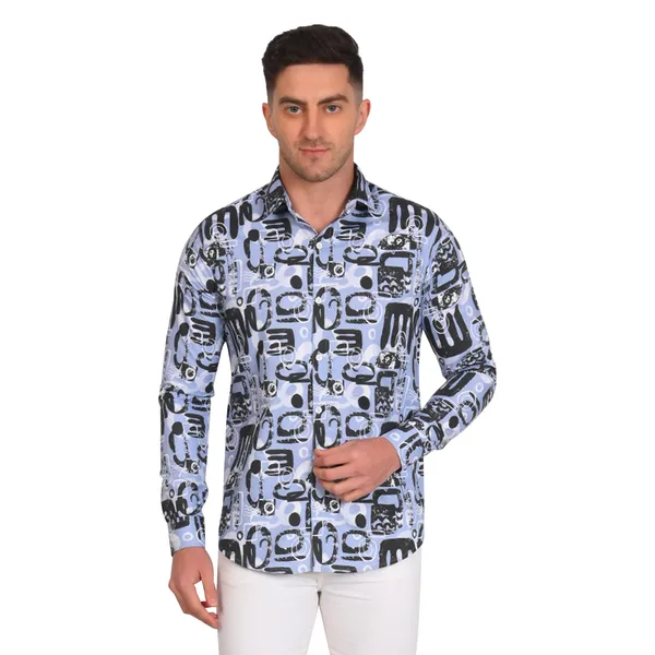 Black_Trendy_Design_Abstract_Printed_Cotton_Blend_Shirt_For_Men