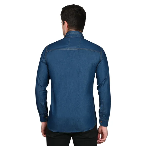 Blue_Trendy_Design_Denim_Shirt_For_Men