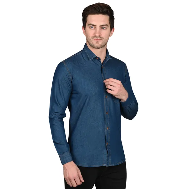 Blue_Trendy_Design_Denim_Shirt_For_Men