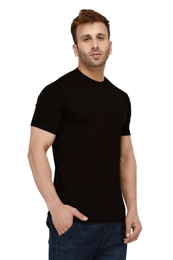 Black_Trendy_Design_Round_Neck_Pure_Cotton_T-Shirt_For_Men