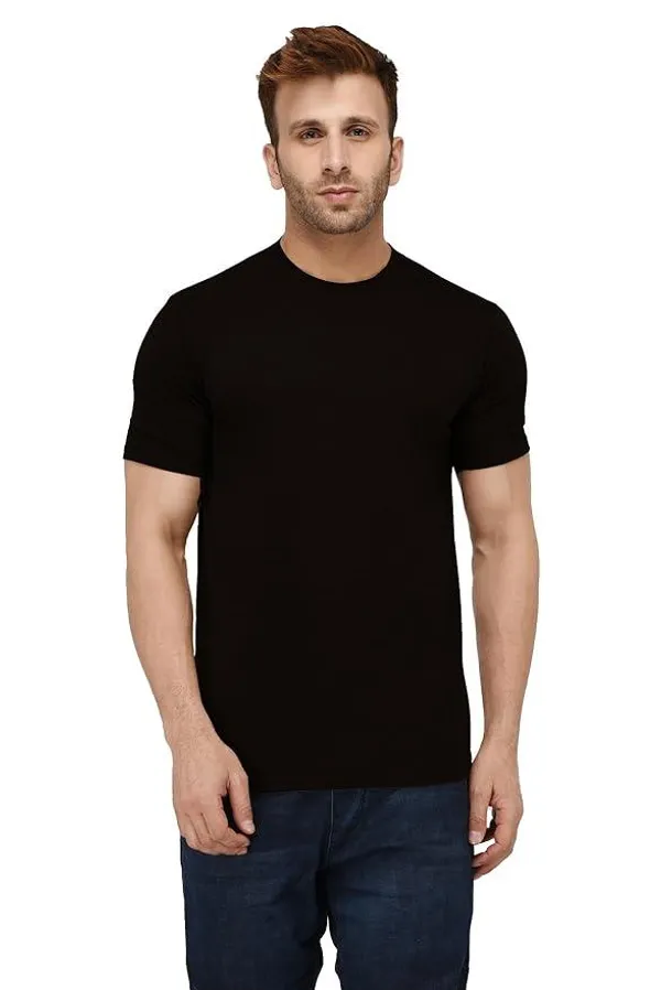 Black_Trendy_Design_Round_Neck_Pure_Cotton_T-Shirt_For_Men