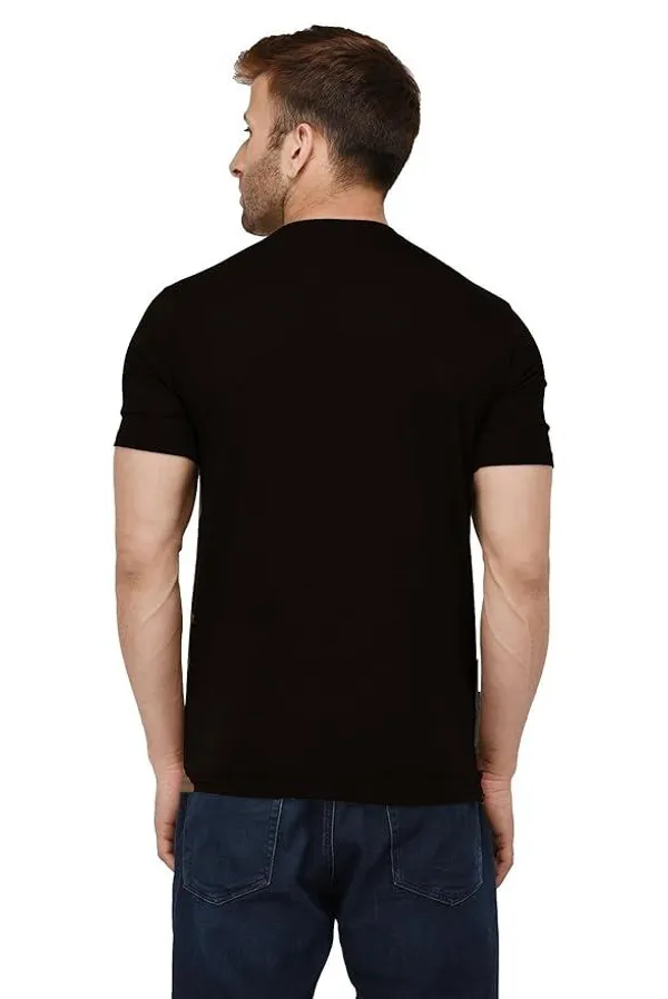 Black_Trendy_Design_Round_Neck_Pure_Cotton_T-Shirt_For_Men
