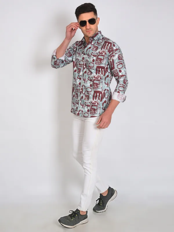 Brick_Trendy_Design_Abstract_Printed_Cotton_Blend_Shirt_For_Men