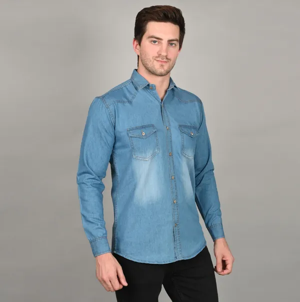Light_Blue_Trendy_Design_Double_Pocket_Denim_Shirt_For_Men