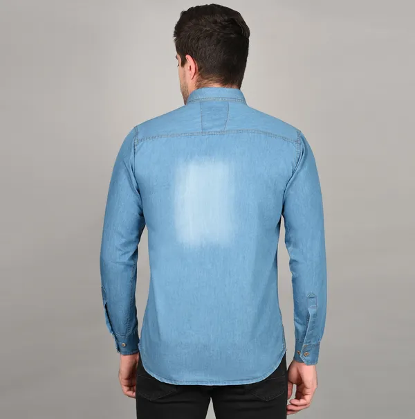 Light_Blue_Trendy_Design_Double_Pocket_Denim_Shirt_For_Men