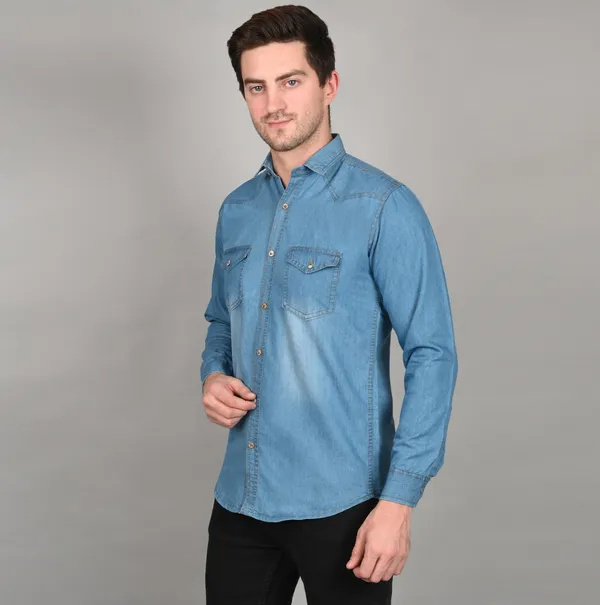 Light_Blue_Trendy_Design_Double_Pocket_Denim_Shirt_For_Men