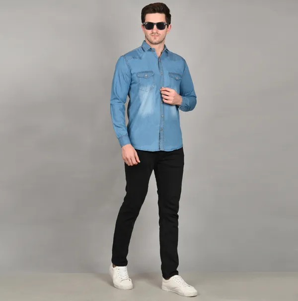 Light_Blue_Trendy_Design_Double_Pocket_Denim_Shirt_For_Men