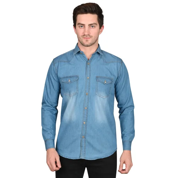 Light_Blue_Trendy_Design_Double_Pocket_Denim_Shirt_For_Men