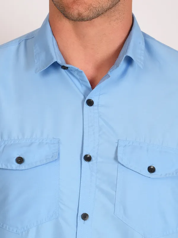 Navy_Trendy_Design_Premium_Cotton_Double_Pocket_Shirt_For_Men