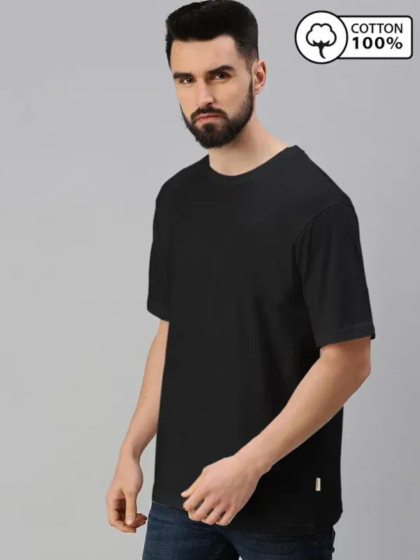 Black_Trendy_Design,_220_GSM_Pure_Cotton_Oversize__T-Shirt_For_Men