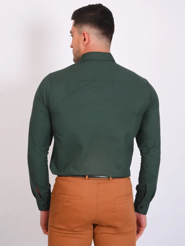 Bottle_Green_Trendy_Design_Premium_Cotton_Shirt_For_Men