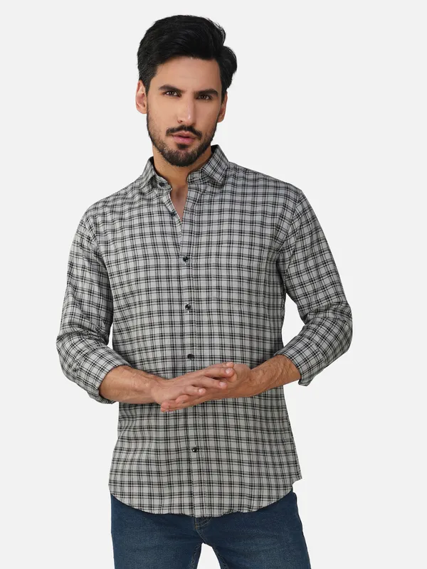 Grey_Trendy_Design_Cotton_Check_Shirt_For_Men