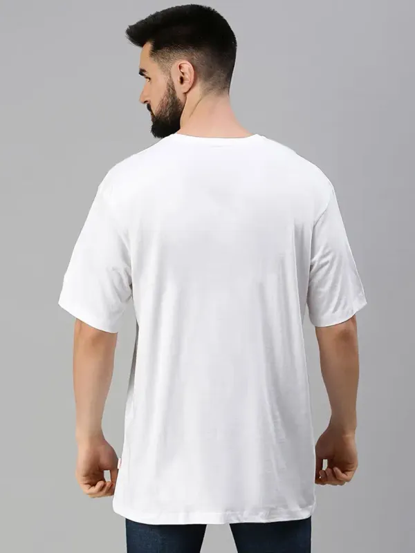 White_Trendy_Design,_220_GSM_Pure_Cotton_Oversize_T-Shirt_For_Men