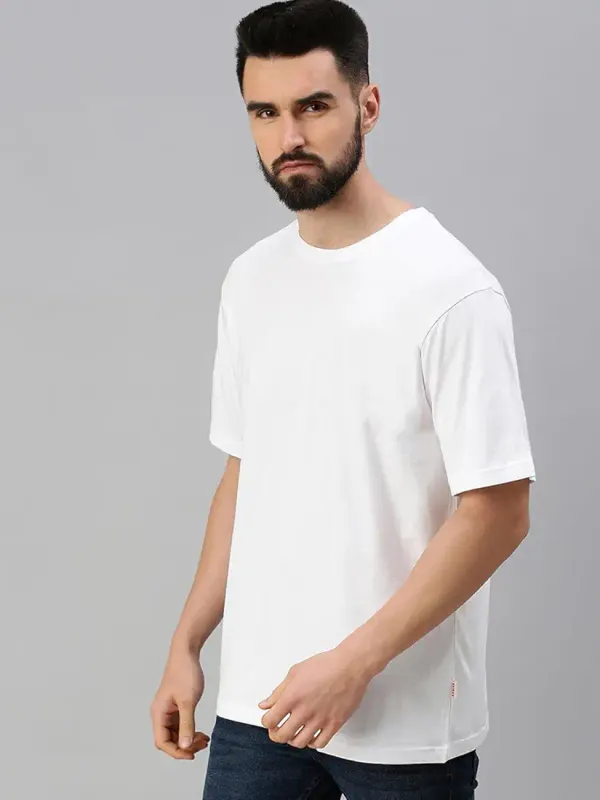 White_Trendy_Design,_220_GSM_Pure_Cotton_Oversize_T-Shirt_For_Men