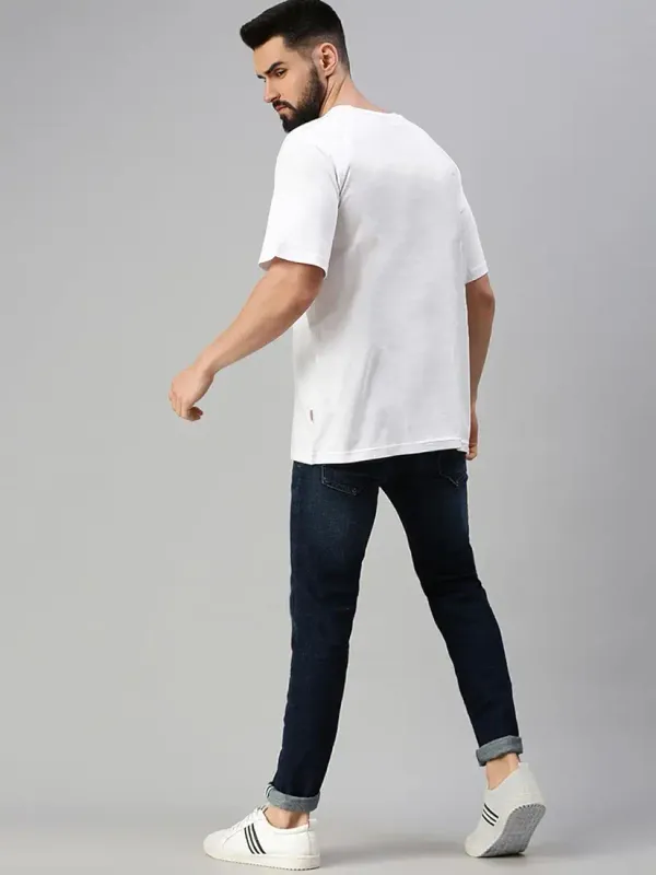 White_Trendy_Design,_220_GSM_Pure_Cotton_Oversize_T-Shirt_For_Men