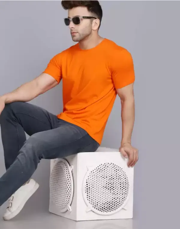 Orange_Trendy_Design_Round_Neck_Bio-wash_Cotton_T-Shirt_For_Men