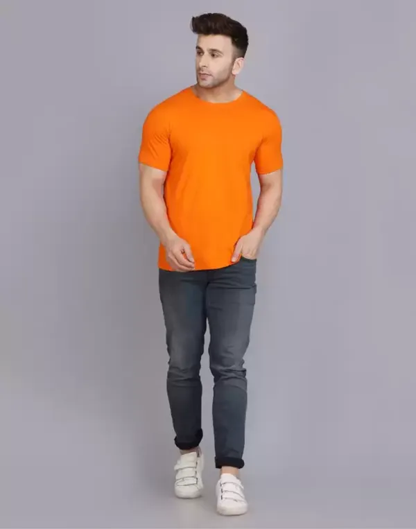 Orange_Trendy_Design_Round_Neck_Bio-wash_Cotton_T-Shirt_For_Men