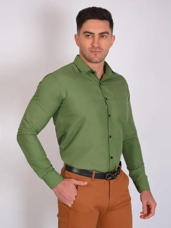 Olive_Trendy_Design_Premium_Cotton_Shirt_For_Men