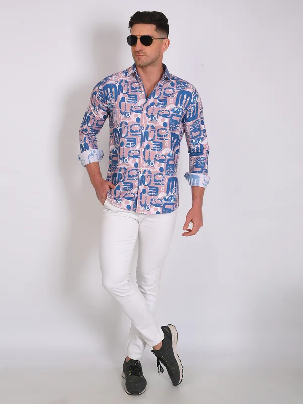 Blue_Trendy_Design_Abstract_Printed_Cotton_Blend_Shirt_For_Men