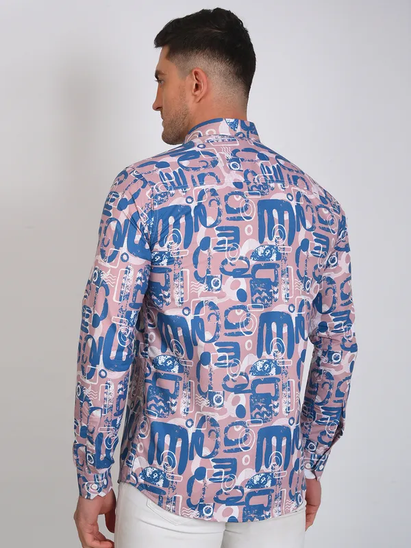 Blue_Trendy_Design_Abstract_Printed_Cotton_Blend_Shirt_For_Men