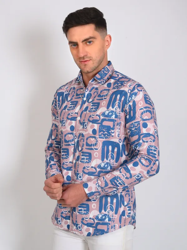 Blue_Trendy_Design_Abstract_Printed_Cotton_Blend_Shirt_For_Men
