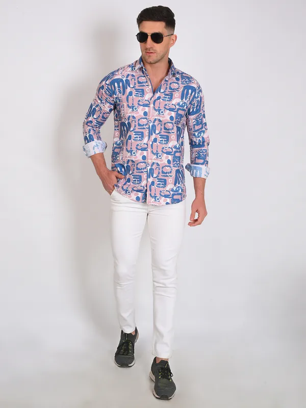 Blue_Trendy_Design_Abstract_Printed_Cotton_Blend_Shirt_For_Men