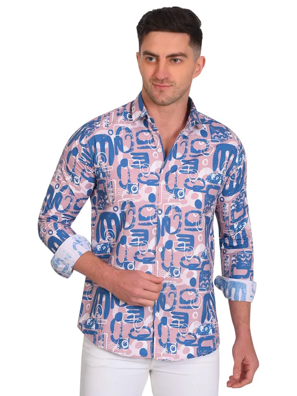 Blue_Trendy_Design_Abstract_Printed_Cotton_Blend_Shirt_For_Men