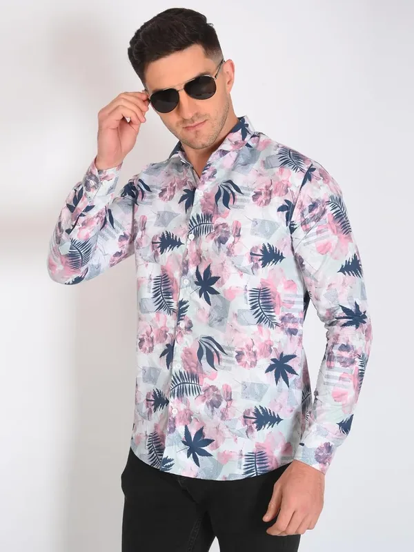 Pink_Trendy_Design_Floral_Printed_Cotton_Blend_Casual_Shirt_For_Men