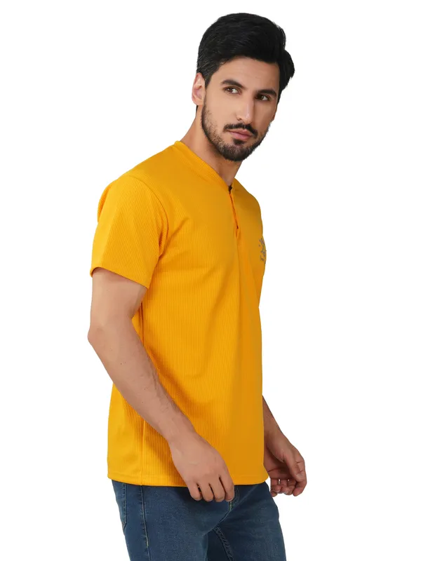 Yellow_Trendy_Design_Mandarin_Collar_Bamboo_fabric_T-Shirt_For_Men