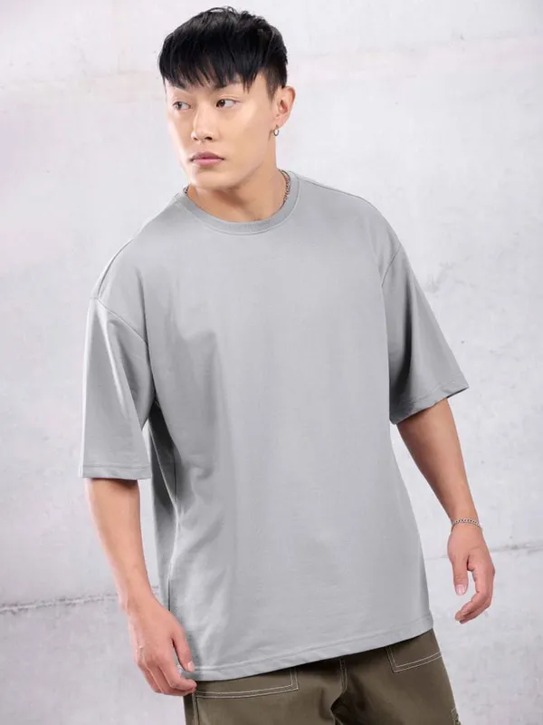 Grey_Trendy_Design,_220_GSM_Pure_Cotton_Oversize_T-Shirt_For_Men