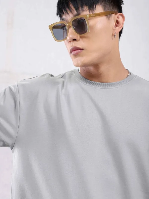 Grey_Trendy_Design,_220_GSM_Pure_Cotton_Oversize_T-Shirt_For_Men