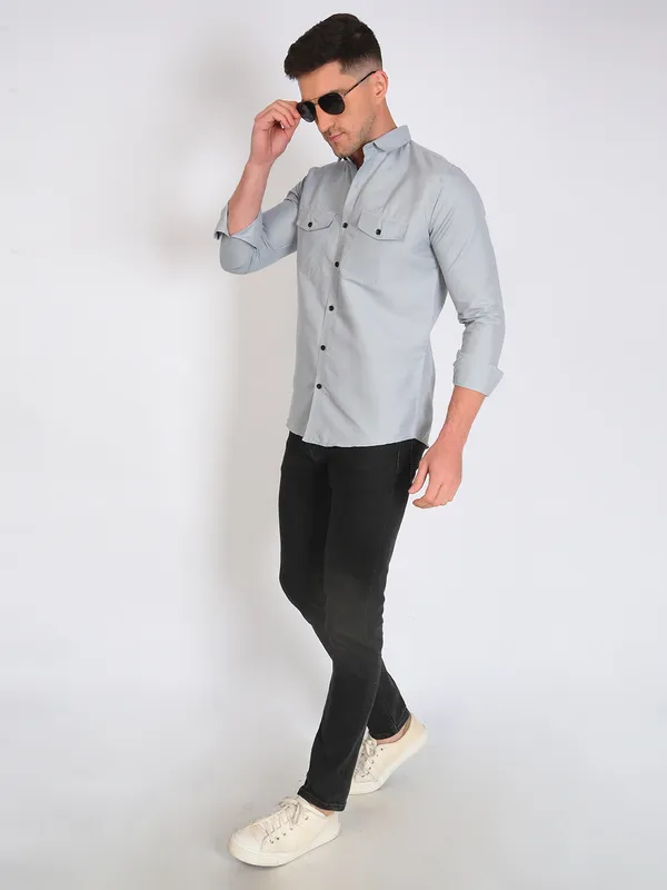 Grey_Trendy_Design_Premium_Cotton_Double_Pocket_Shirt_For_Men