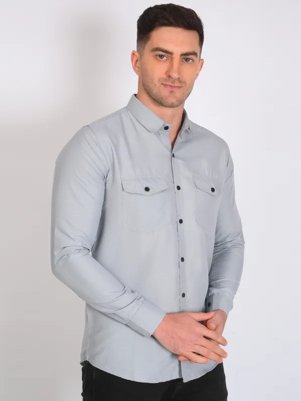 Grey_Trendy_Design_Premium_Cotton_Double_Pocket_Shirt_For_Men