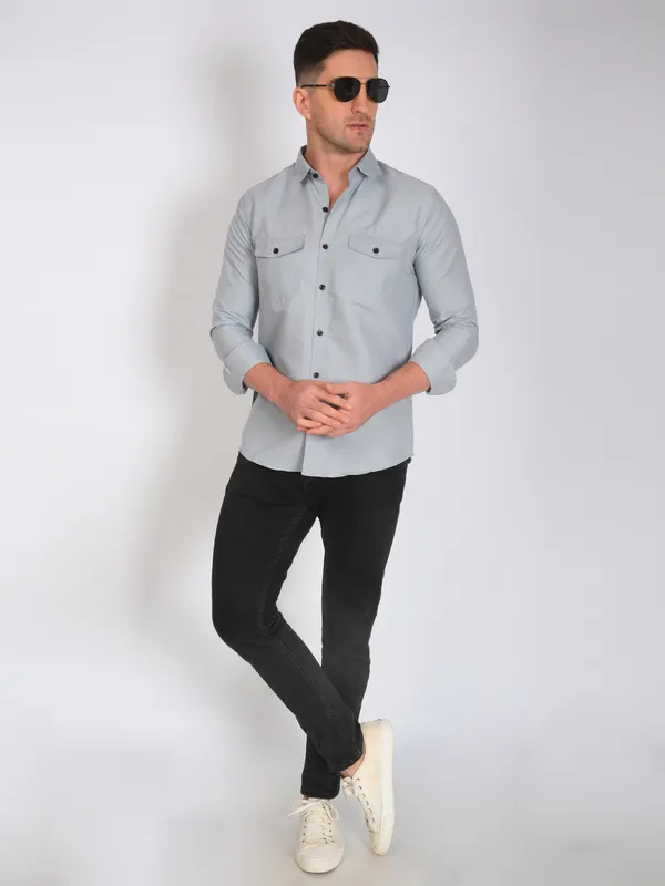 Grey_Trendy_Design_Premium_Cotton_Double_Pocket_Shirt_For_Men