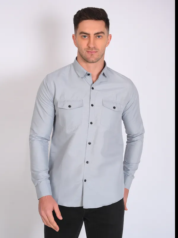 Grey_Trendy_Design_Premium_Cotton_Double_Pocket_Shirt_For_Men