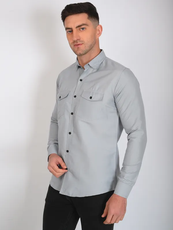 Grey_Trendy_Design_Premium_Cotton_Double_Pocket_Shirt_For_Men